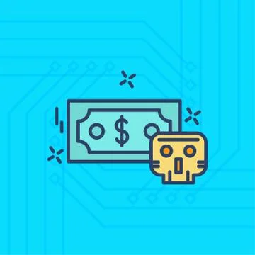 Internet security colored icons with blue background Illustrazione stock