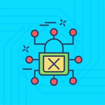 Internet security colored icons with blue background Illustrazione stock