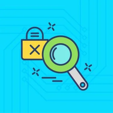 Internet security colored icons with blue background Stock Illustration