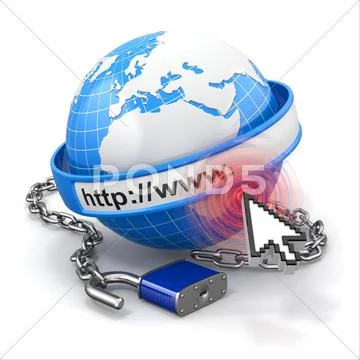 Internet security comcept. earth and lock. Stock Illustration