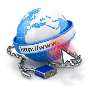 Internet security comcept. earth and lock. Stock-Illustration