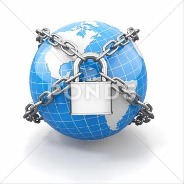 Internet security comcept. earth and lock. Stock Illustrationen