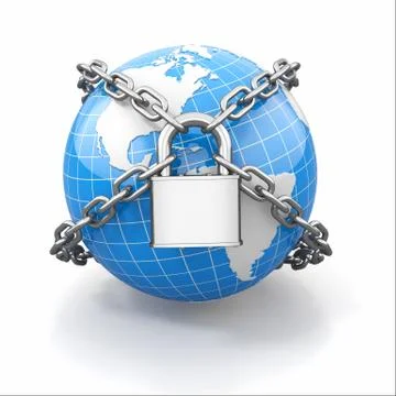 Internet security comcept. earth and lock. Stock Illustration