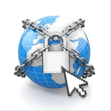 Internet security comcept. earth and lock. Stock Illustration