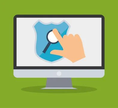 Internet security computer hand touch search Stockillustratie