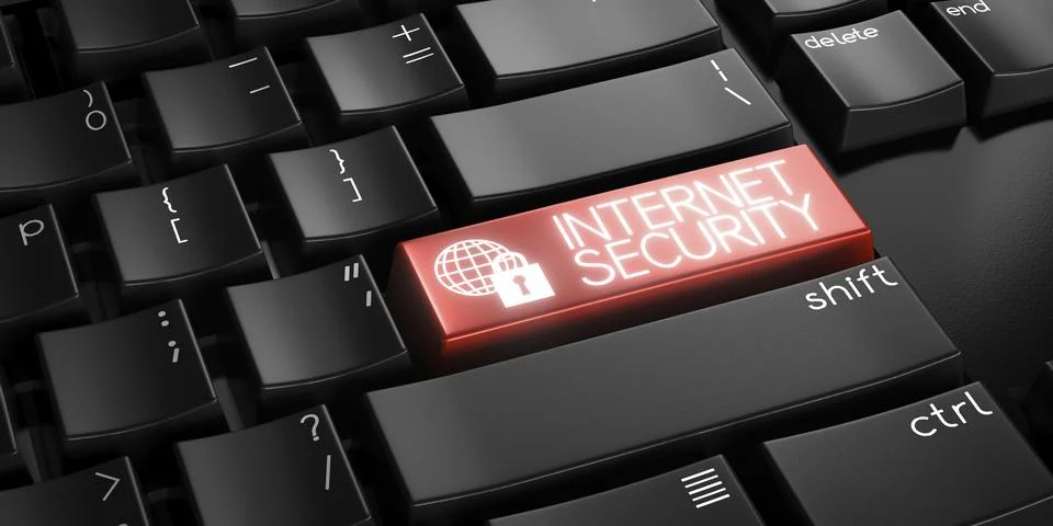 Internet security - computer keyboard - 3D illustration Stock Illustration