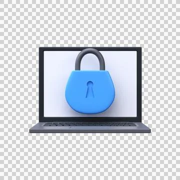 Internet security concept. 3d laptop and padlock Stock Illustration