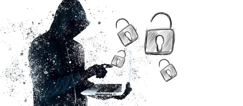Internet security concept. businessman using a padlock to protect a persona.. Stock Photos