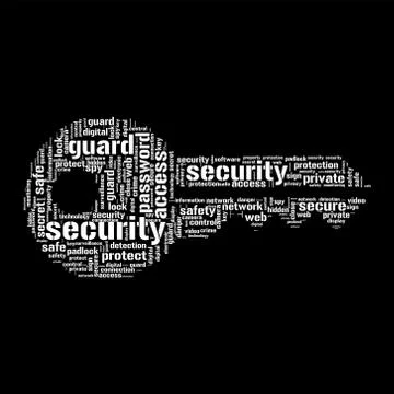 Internet Security Concept - Key shaped word cloud Stockillustratie