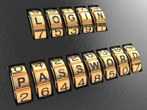 Internet security concept, login and password. Illustration