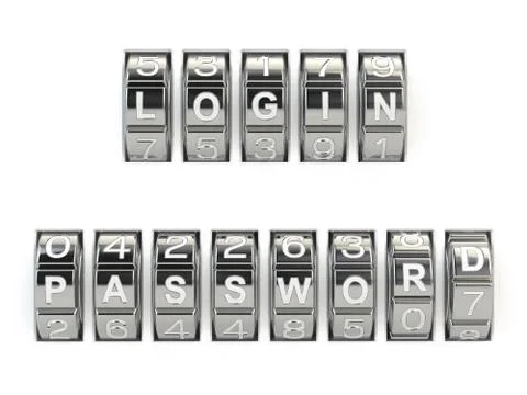 Internet security concept, login and password. Illustrazione stock