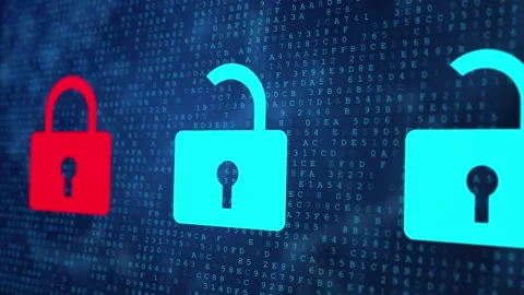 Internet security concept open red padlock virus or unsecured threat of hacking Stock Footage 157731585