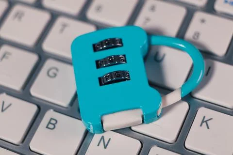 Internet security concept. padlock and laptop. Stock Photos
