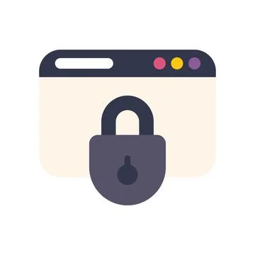 Internet security concept with padlock protecting website data Illustrazione stock