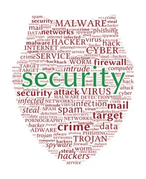 Internet Security Concept - Shield shaped word cloud Stock Illustration