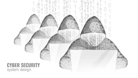 Internet security cyber attack business concept low poly. Anonymous hacker at 库存插图