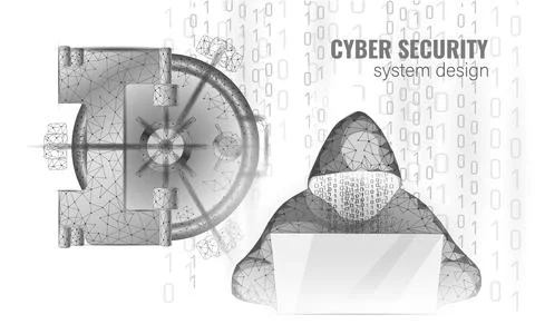 Internet security cyber attack business concept low poly. Anonymous hacker at イラスト素材
