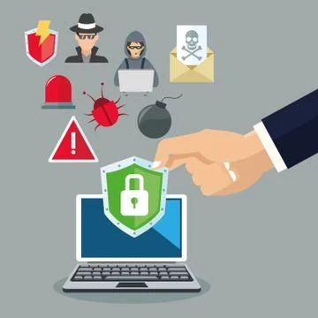 Internet security design. System icon. Colorful illustration , vector Stock Illustration