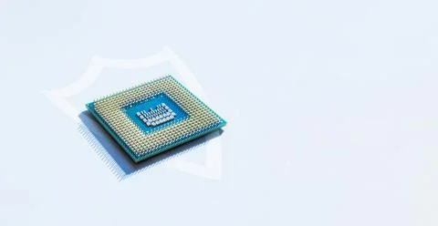 Internet security. Digital computer processor, network motherboard chip on wh 写真素材