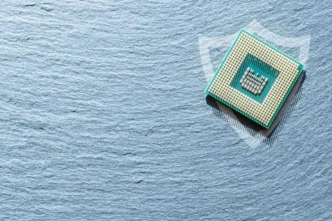 Internet security. Digital computer processor, network motherboard chip on da Stock Photos