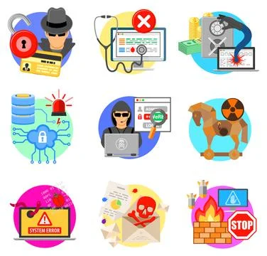Internet Security Flat Icon Set Stock-Illustration