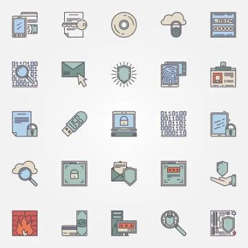 Internet security flat icons Stock Illustration