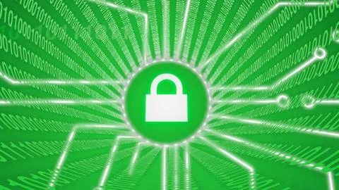 Internet security green lock Illustrazione stock