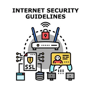 Internet security guidelines ensuring data protection network safety Stock Illustration