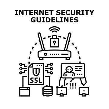 Internet security guidelines ensuring data protection network safety Stock Illustration