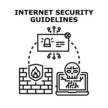 Internet security guidelines preventing data cybercrime threats Stock Illustration