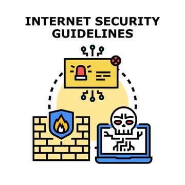 Internet security guidelines preventing data cybercrime threats イラスト素材