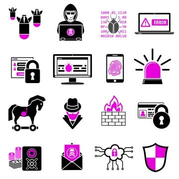 Internet Security Icon Set 스톡 일러스트