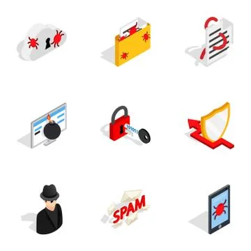Internet security icons, isometric 3d style Stock-Illustration