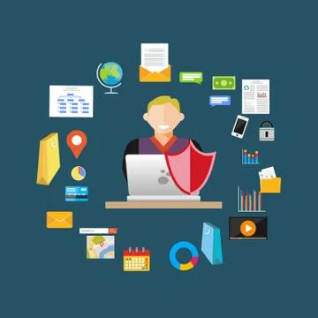 Internet security illustration. Data protection illustration. Stock Illustration