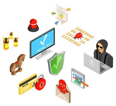 Internet Security Isometric horizontal Banners Stock Illustration