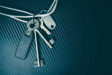 Internet security keys concept. Safety theme. Carbon background. Stock Photos