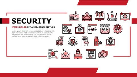 Internet Security Landing Header Vector Stockillustratie