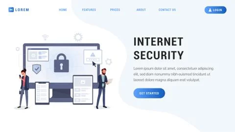 Internet security landing web page Stock Illustration