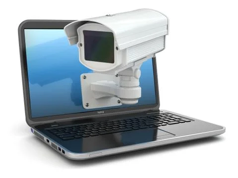 Internet security. laptop and cctv Illustrazione stock