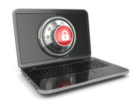 Internet security.  laptop and safe lock. Stock Illustration