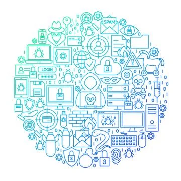 Internet Security Line Circle Design Stock Illustration