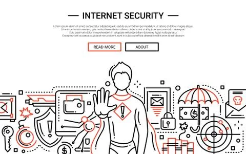 Internet Security - line design website banner 스톡 일러스트
