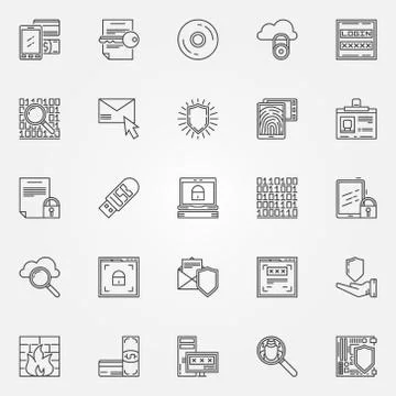 Internet security line icons Illustrazione stock