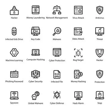 Internet Security Line Icons Pack Illustrazione stock