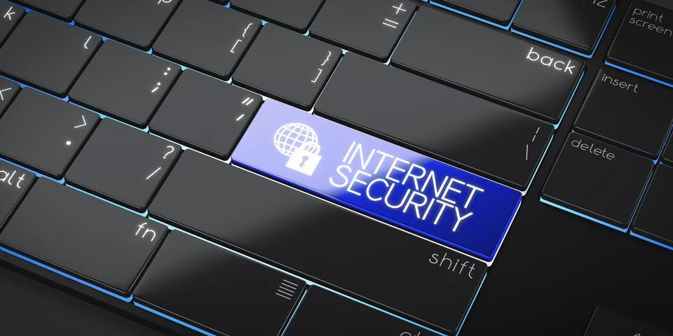 Internet security - modern computer keyboard - 3D illustration Stock Illustration
