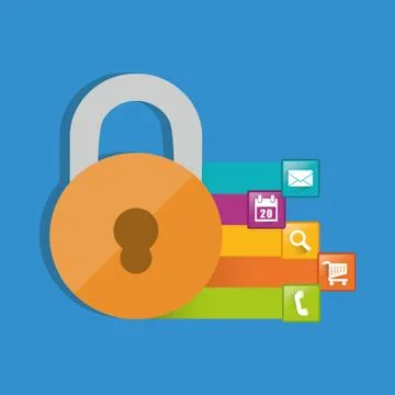 Internet security padlock social media Stockillustratie
