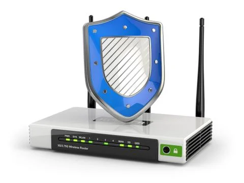 Internet security. router with shield. Иллюстрация