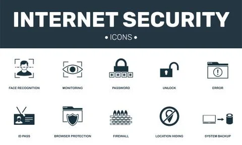 Internet security set icons collection. Includes simple elements such as Illustrazione stock