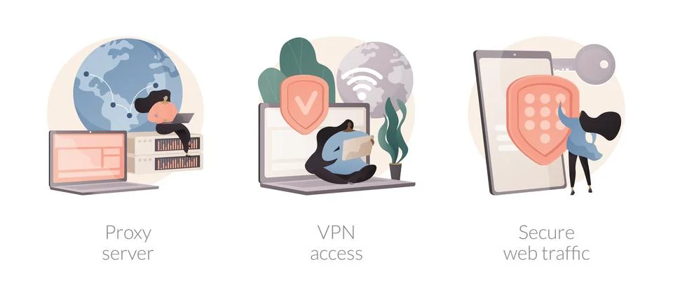 Internet security settings abstract concept vector illustrations. Stock Illustration