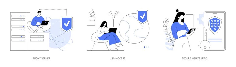 Internet security settings abstract concept vector illustrations. Stock Illustration
